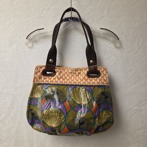FOSSIL Key-Per Flower Coated Canvas Hobo Shoulder Handbag Tote